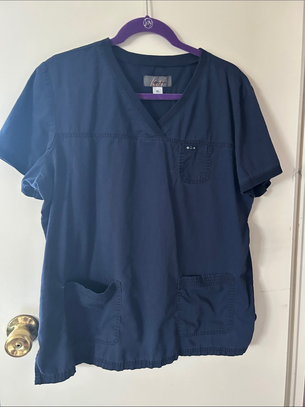 Koi comfort Navy Medical Scrub Top - V-Neck Pocket Style